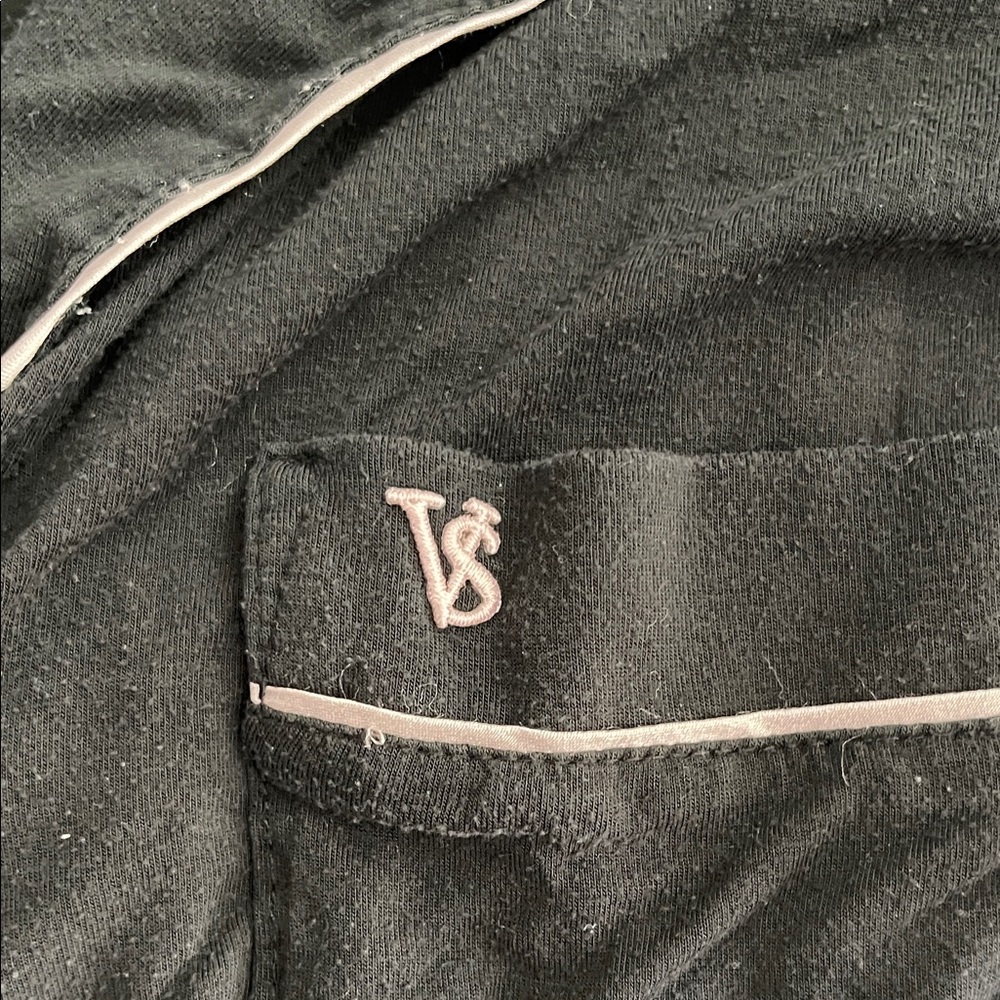 Victoria's Secret Black Modal Button-Front Sleep Shirt with Pink Trim - Picture 5 of 5